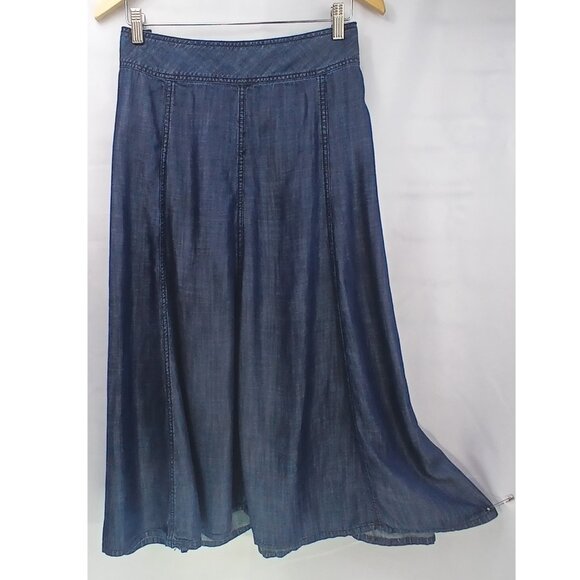 Coldwater Creek Chambray Denim A-line Maxi Midi Skirt in Good Condition - Picture 1 of 6